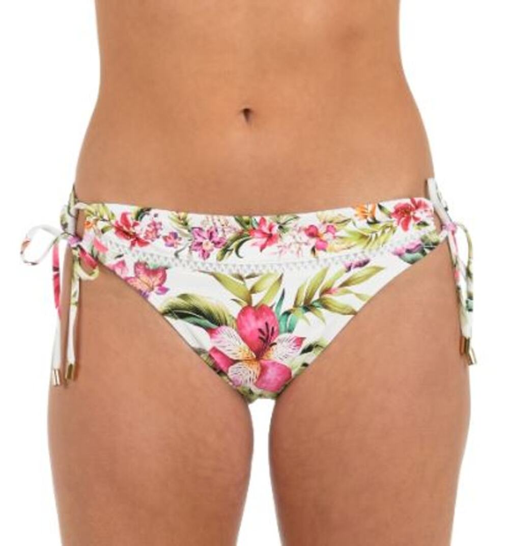 La Blanca Women's Polynesian Adjustable Loop Hipster Bottoms White/Multi Size 12